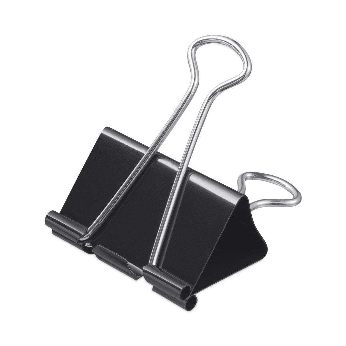 Universal Binder Clips with Storage Tub, Large, Black/Silver, 12/Pack (UNV11112)
