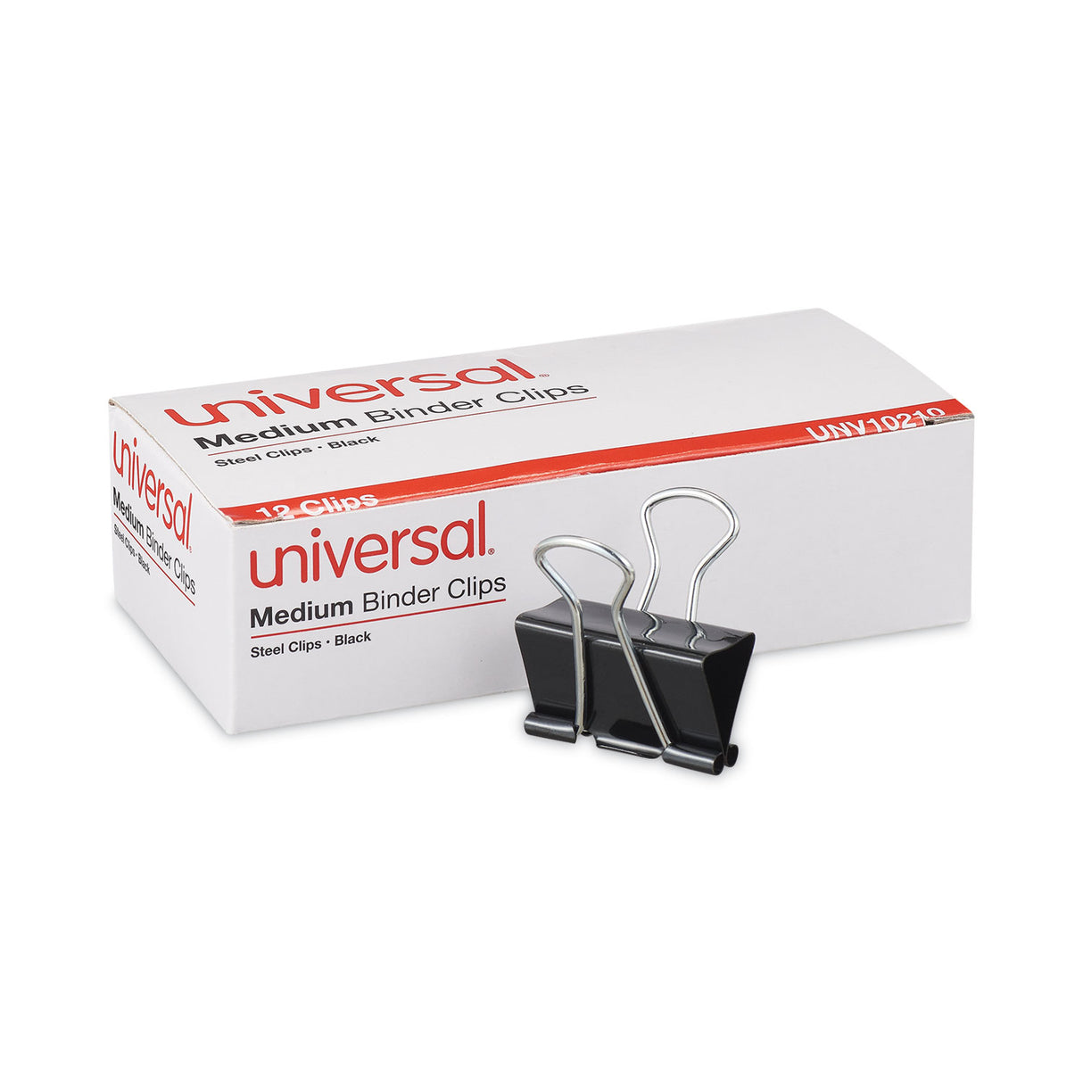 Universal Binder Clips, Medium, Black/Silver, 12/Box (UNV10210)