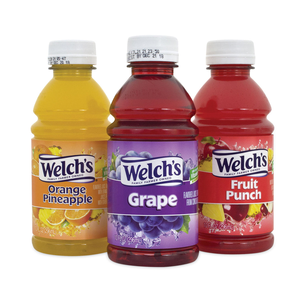 Welch's Fruit Juice Variety Pack, Fruit Punch, Grape, and Orange Pineapple, 10 oz Bottles, 24/Carton (90000105)