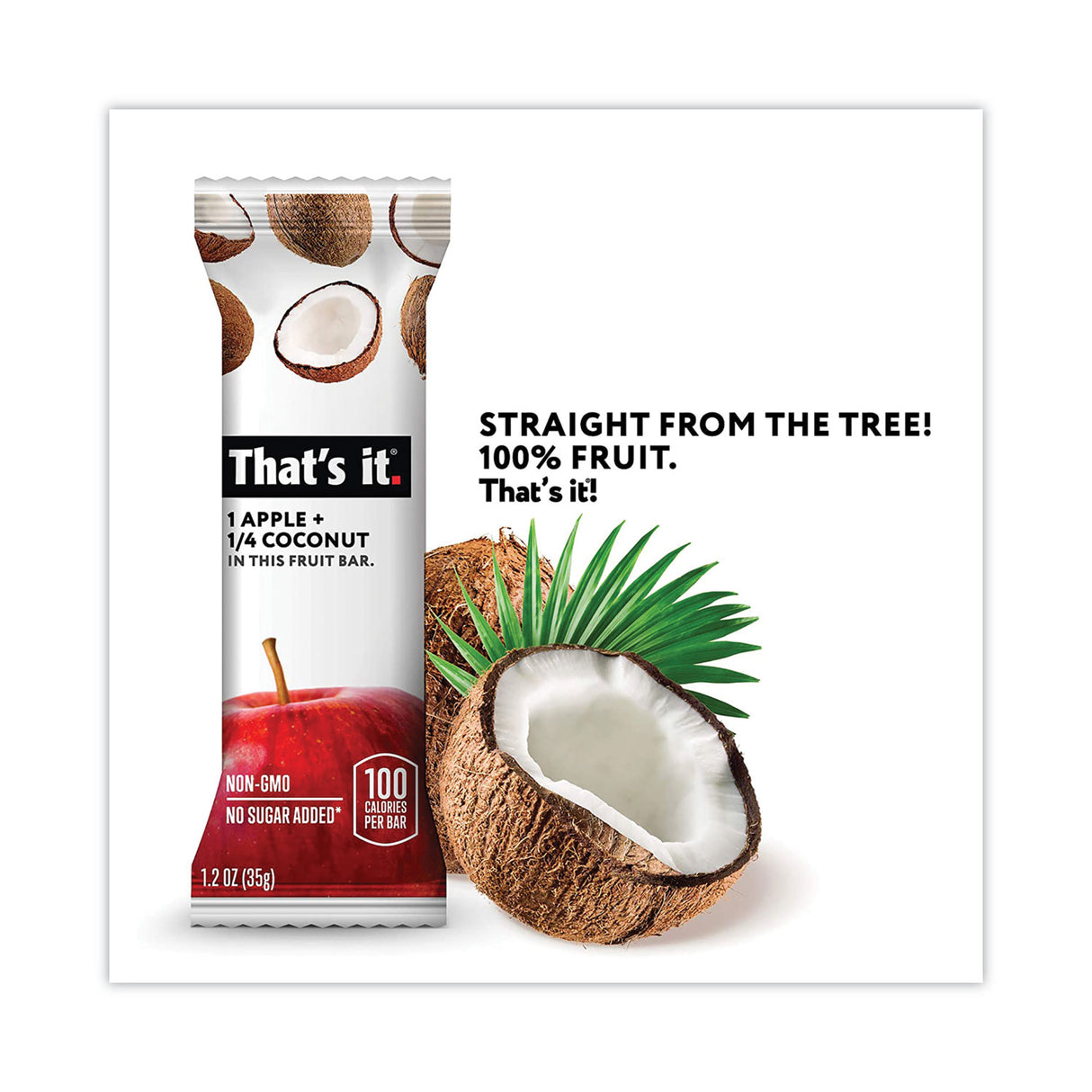 Thats it. Nutrition Bar, Gluten Free Apple and Coconut Fruit, 1.2 oz Bar, 12/Carton (30700256)