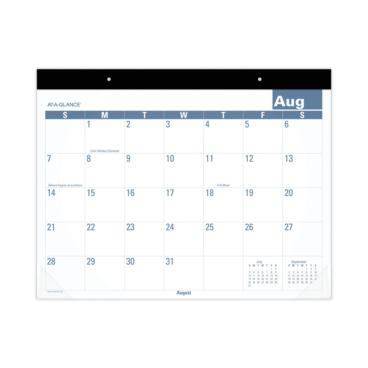 AT-A-GLANCE Academic Large Print Desk Pad, 21.75 x 17, White/Blue Sheets, 12 Month (July to June): 2024 to 2025 (SKLPAY32)