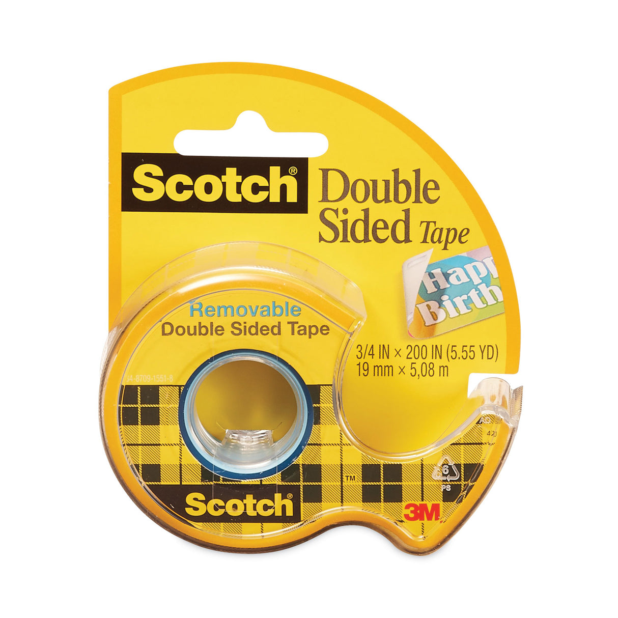 Scotch Double-Sided Removable Tape in Handheld Dispenser, 1" Core, 0.75" x 33.33 ft, Clear (667)