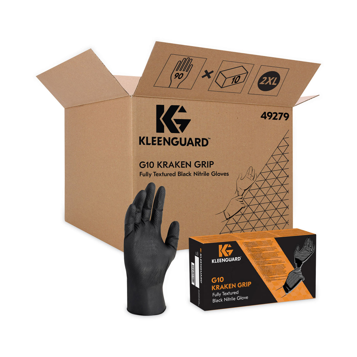 G10 Kraken Grip Nitrile Gloves, Black, 2x-large, 900/carton