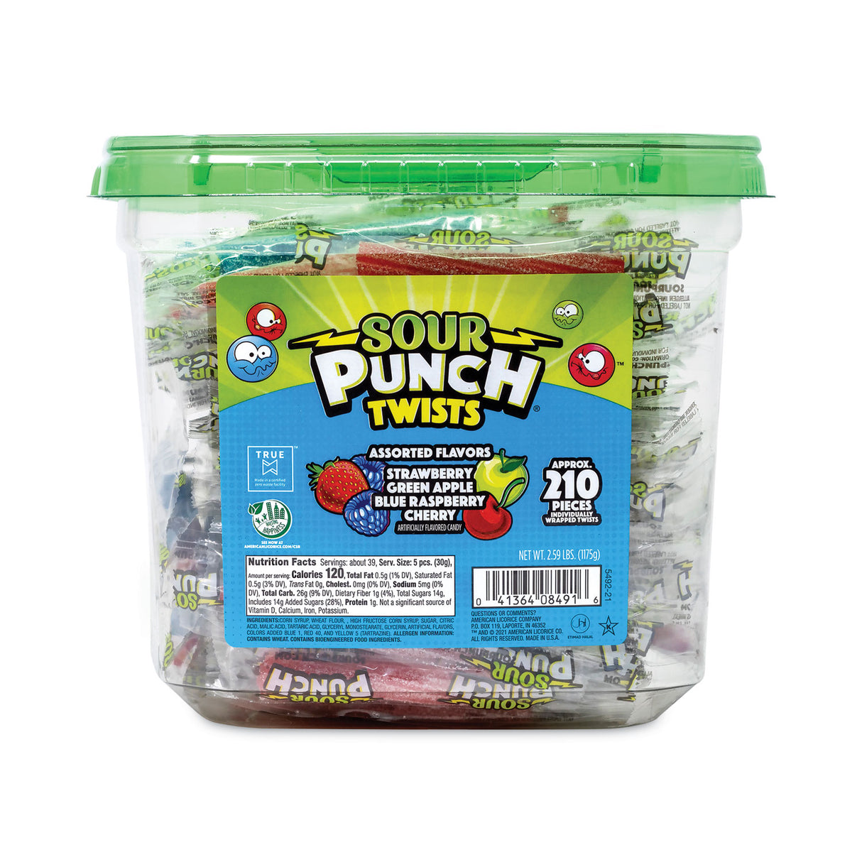 Sour Punch Twists, Variety, 2.59 lb Tub, Approx. 210 Pieces (20916848)