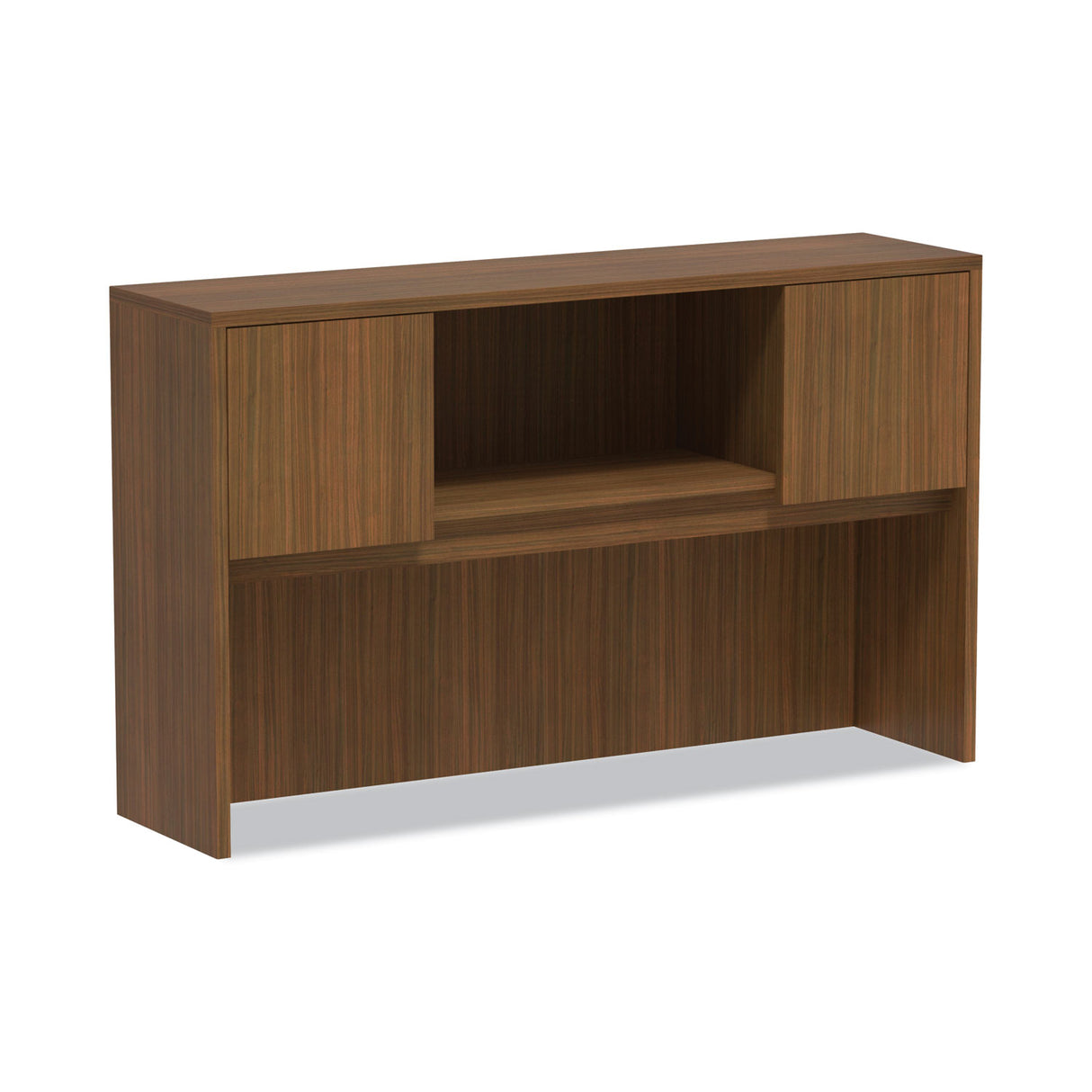 Alera Valencia Series Hutch with Doors, 4 Compartments, 58.88w x 15d x 35.38h, Modern Walnut (ALEVA286015WA)