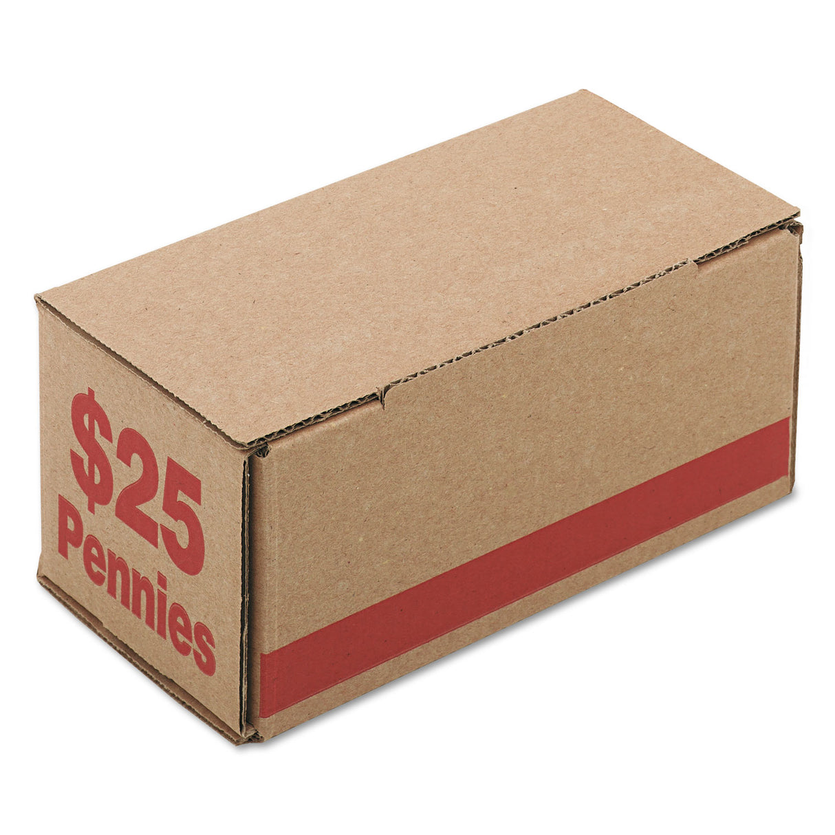 ICONEX Corrugated Cardboard Coin Storage with Denomination Printed On Side, 8.5 x 4.38 x 3.63, Red (94190086)
