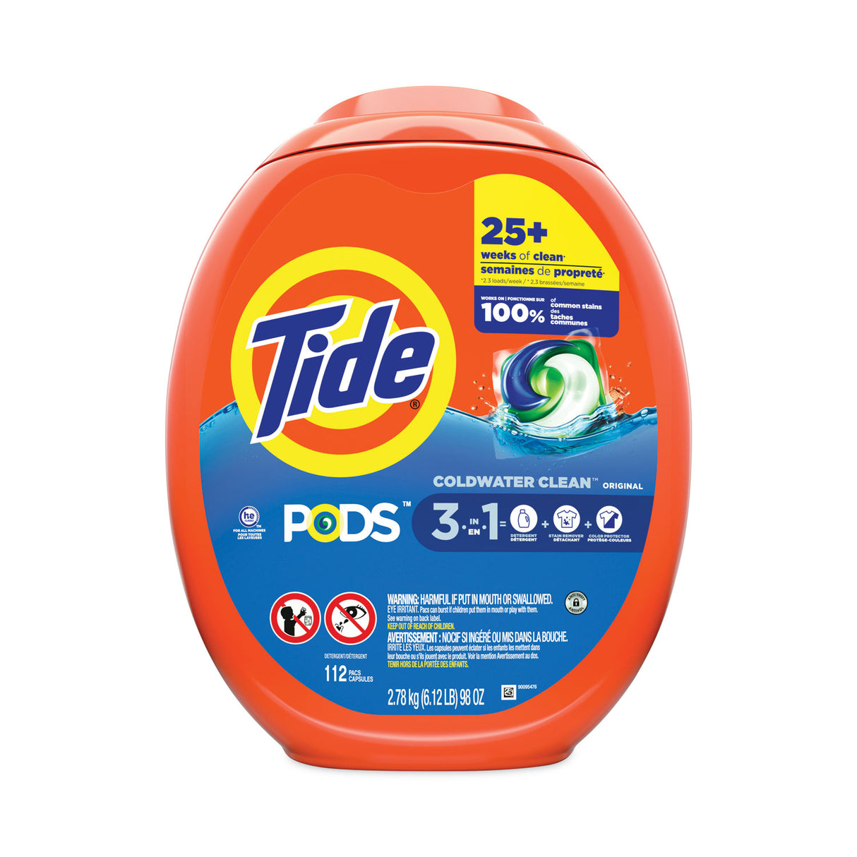 Tide® Pods Laundry Detergent, Original Scent, 112 Pods, 4 Tubs (03243)