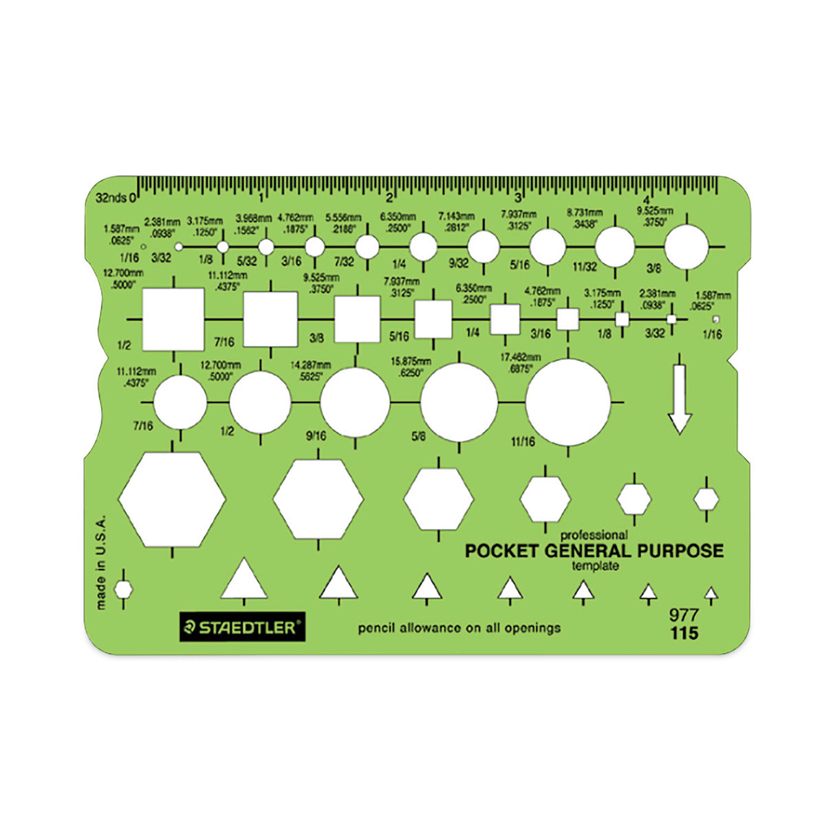 Staedtler Templates, 40 Geometric Shapes, 3.63 x 5.13, Green (977115EA)