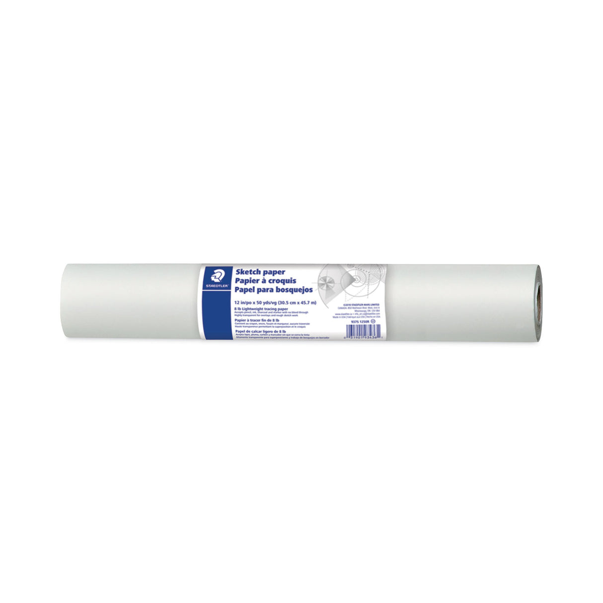 Staedtler Transparent Sketch Paper Roll, 8 lb Bond Weight, 12" x 50 yd, White (937S1250R)