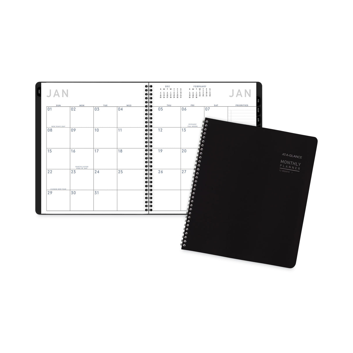 AT-A-GLANCE Contemporary Lite Monthly Planner, 11 x 9, Black Cover, 12-Month (Jan to Dec): 2025 (7026XL05)