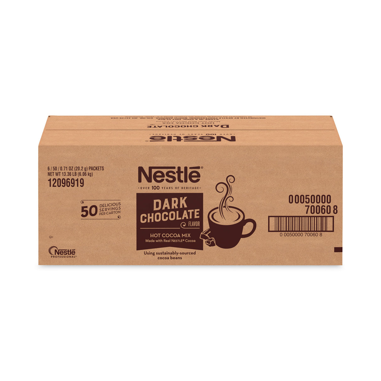 Nestle Hot Cocoa Mix, Dark Chocolate, 0.71 Packets, 50 Packets/Box, 6 Boxes/Carton (70060CT)