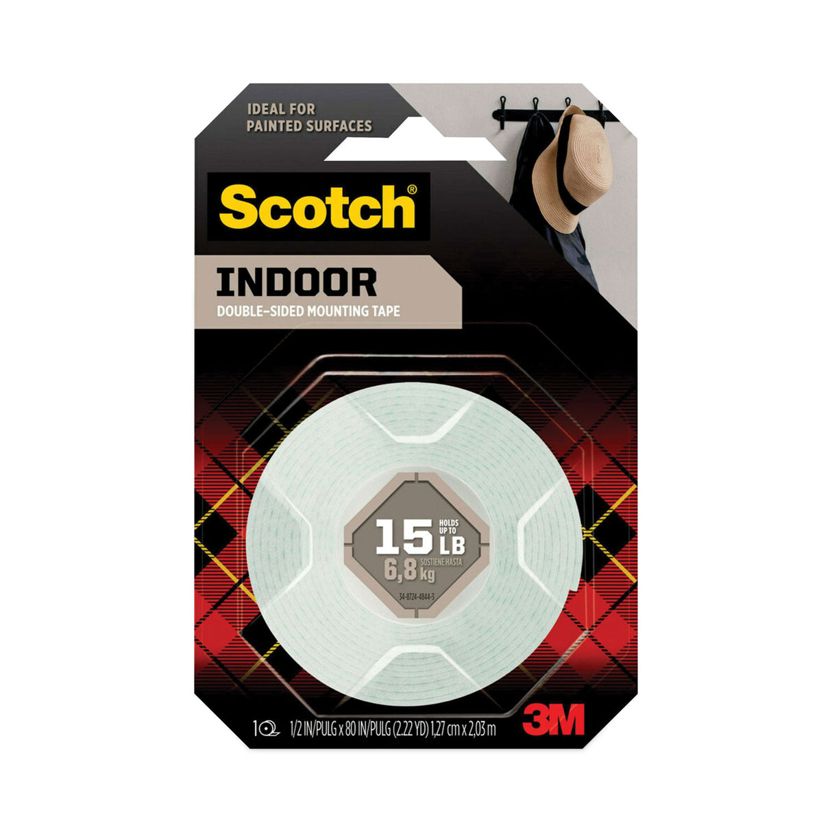 Scotch Permanent High-Density Foam Mounting Tape, Double-Sided, Holds Up to 15 lbs, 0.5" x 80", White (110)