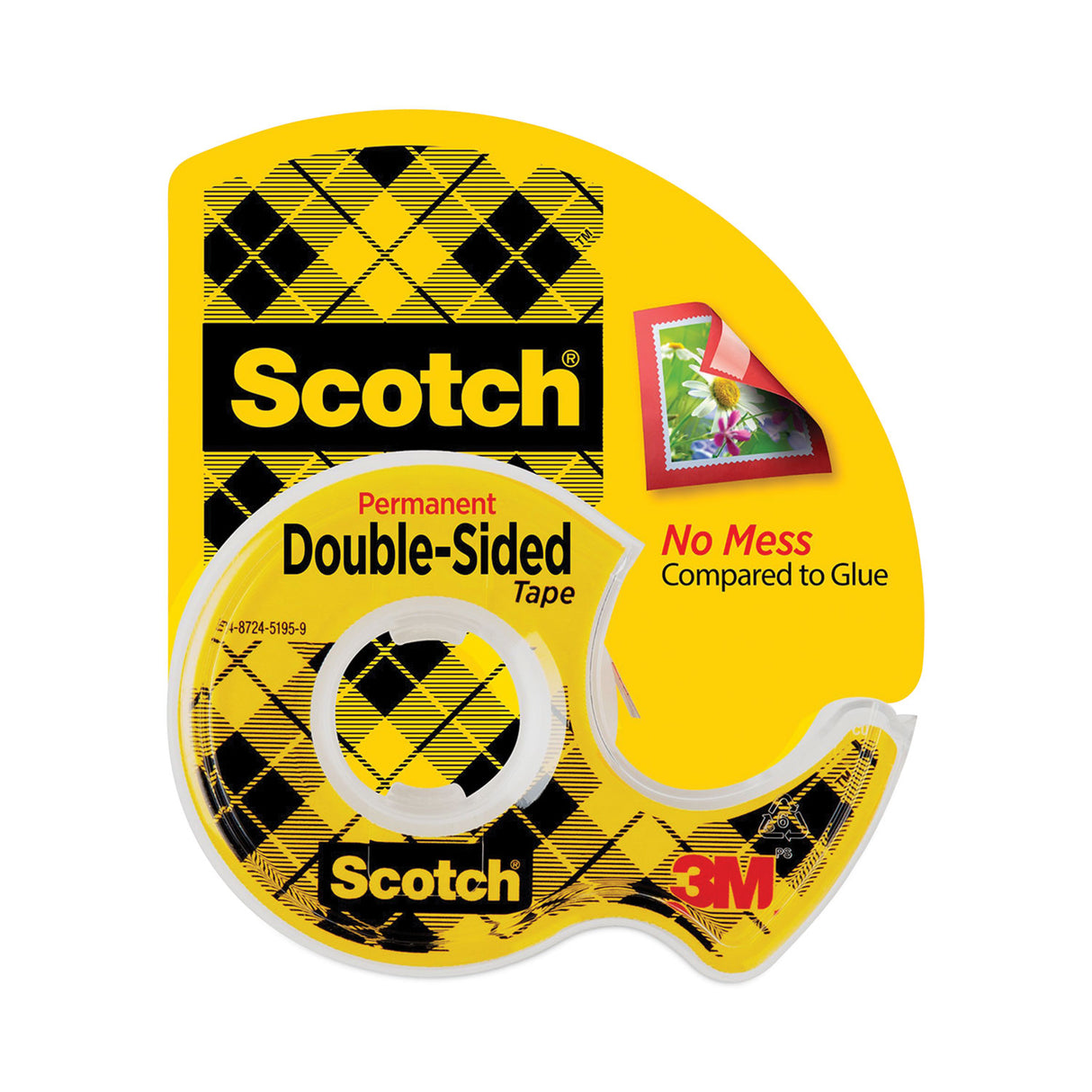 Scotch Double-Sided Permanent Tape in Handheld Dispenser, 1" Core, 0.5" x 37.5 ft, Clear (137)