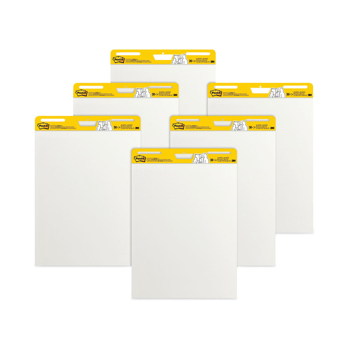Post-it Vertical-Orientation Self-Stick Easel Pad Value Pack, Unruled, 25 x 30, White, 30 Sheets, 6/Carton (559VAD6PK)