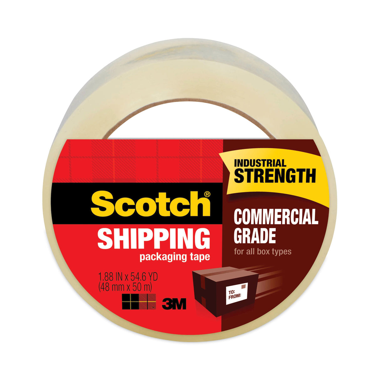 Scotch 3750 Commercial Grade Packaging Tape with Dispenser, 3" Core, 1.88" x 54.6 yds, Clear, 48/Pack (3750CS48)