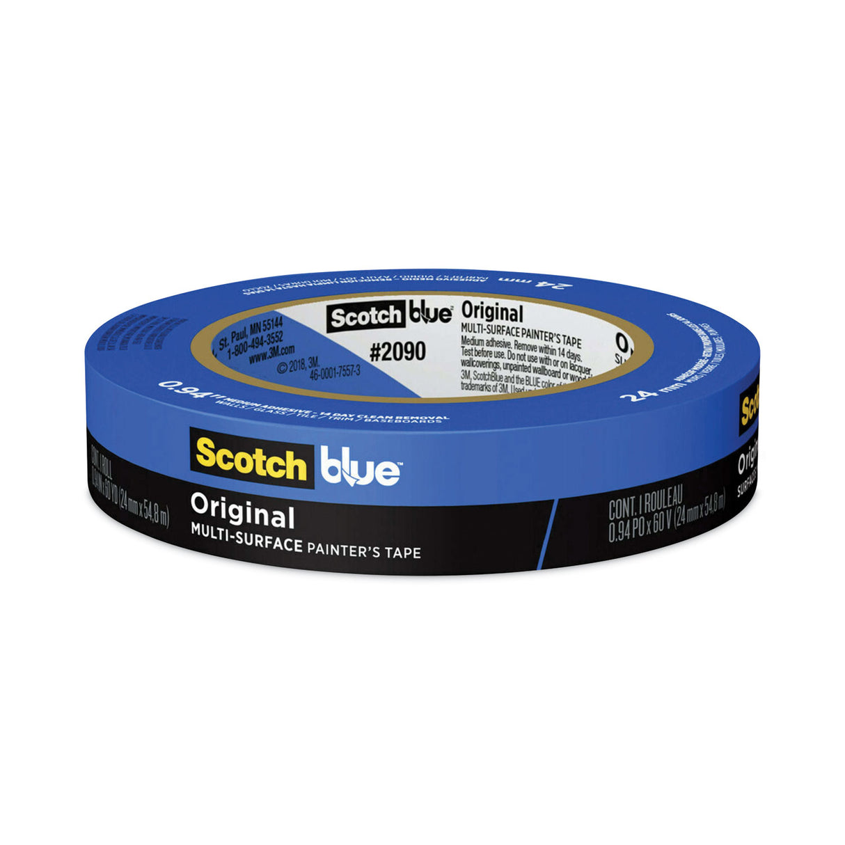 ScotchBlue Original Multi-Surface Painter's Tape, 3" Core, 0.94" x 60 yds, Blue (209024A)