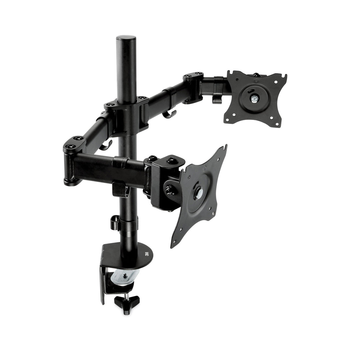 3M Dual Monitor Mount, For 27" Monitors, 360 Degree Rotation, +45 Degree/-45 Degree Tilt, 90 Degree Pan, Black, Supports 20 lb (MM200B)