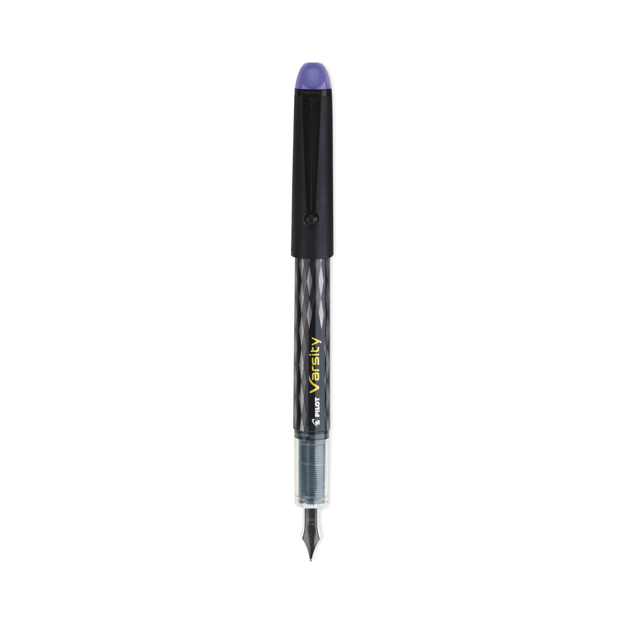 Pilot Varsity Fountain Pen, Medium 1 mm, Purple Ink, Clear/Black/Purple Barrel (90008)