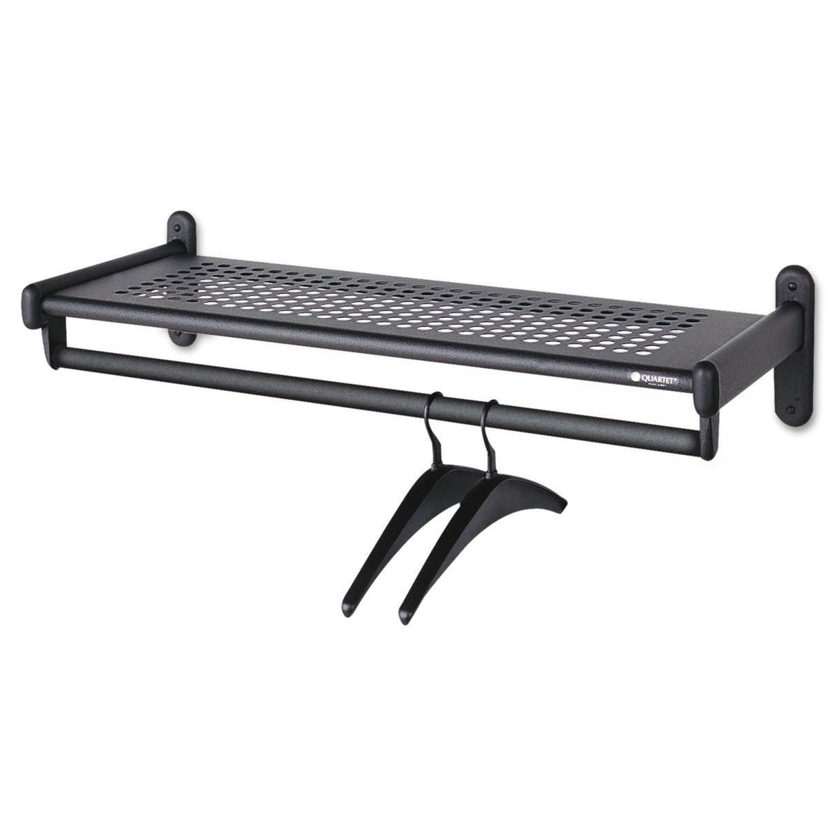 Quartet Metal Wall Shelf Rack, Powder Coated Textured Steel, 36w x 14.5d x 6h, Black (20403)