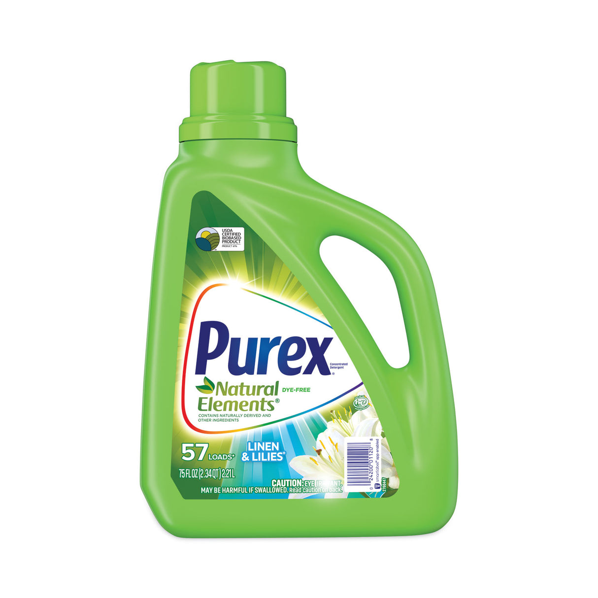 Purex Ultra Natural Elements HE Liquid Detergent, Linen and Lilies, 75 oz Bottle, 6/Carton (01120CT)