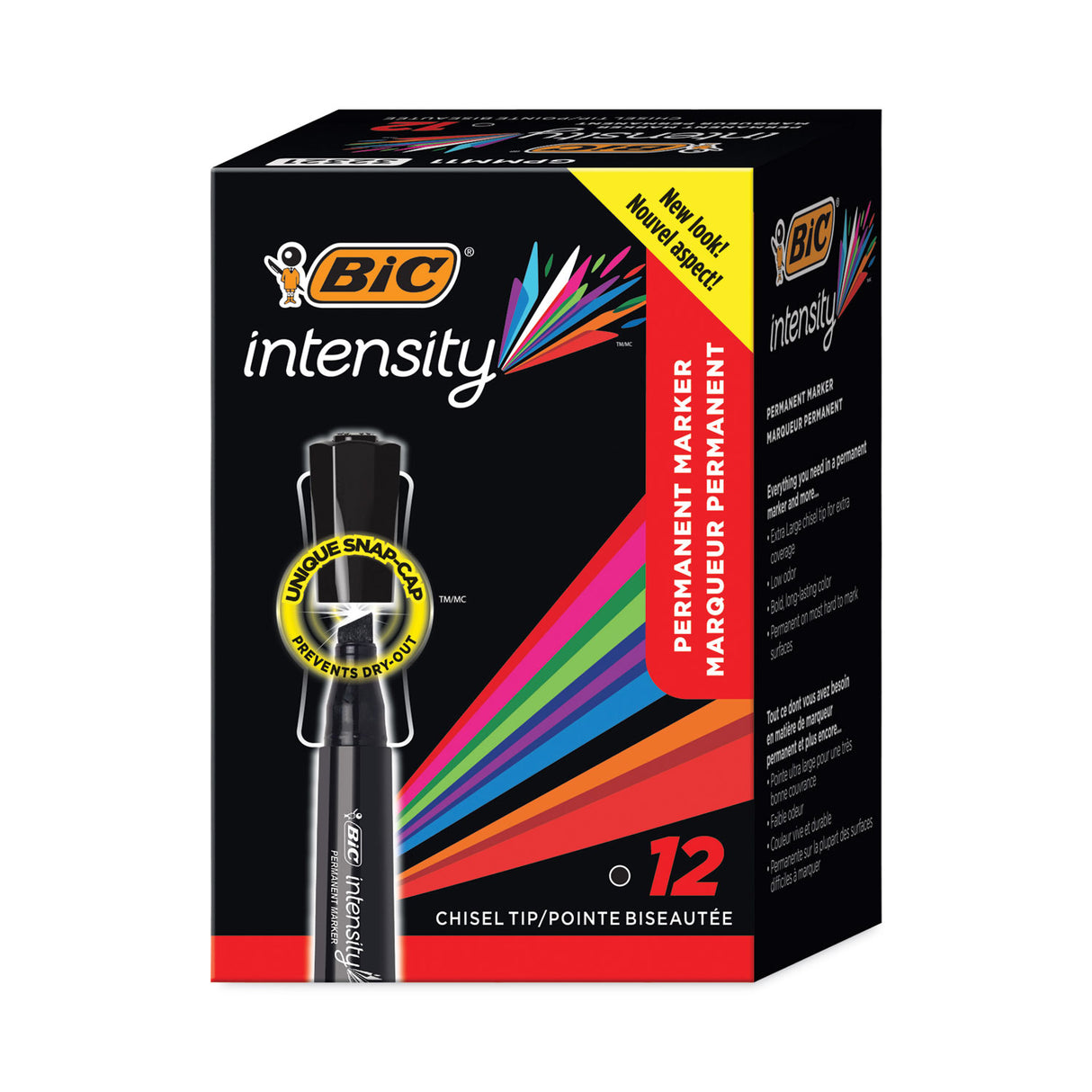 BIC Intensity Chisel Tip Permanent Marker, Broad Chisel Tip, Tuxedo Black, Dozen (GPMM11BK)