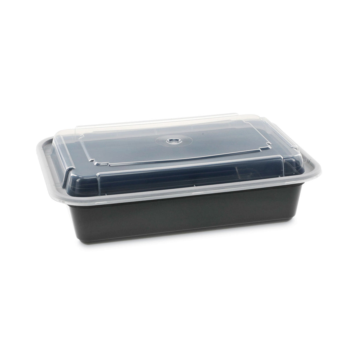 Pactiv Newspring VERSAtainer Microwavable Containers, 38 oz, 8.8 x 6 x 2.5, Black/Clear, Plastic, 150/Carton (NC888B)