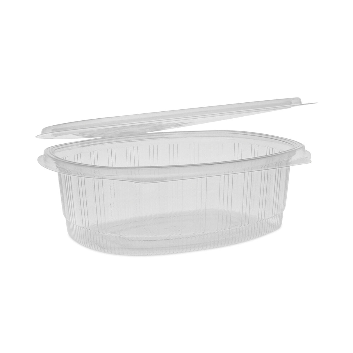 Pactiv EarthChoice Recycled PET Hinged Container, 48 oz, 8.88 x 7.25 x 2.94, Clear, Plastic, 190/Carton (YCA910480000)