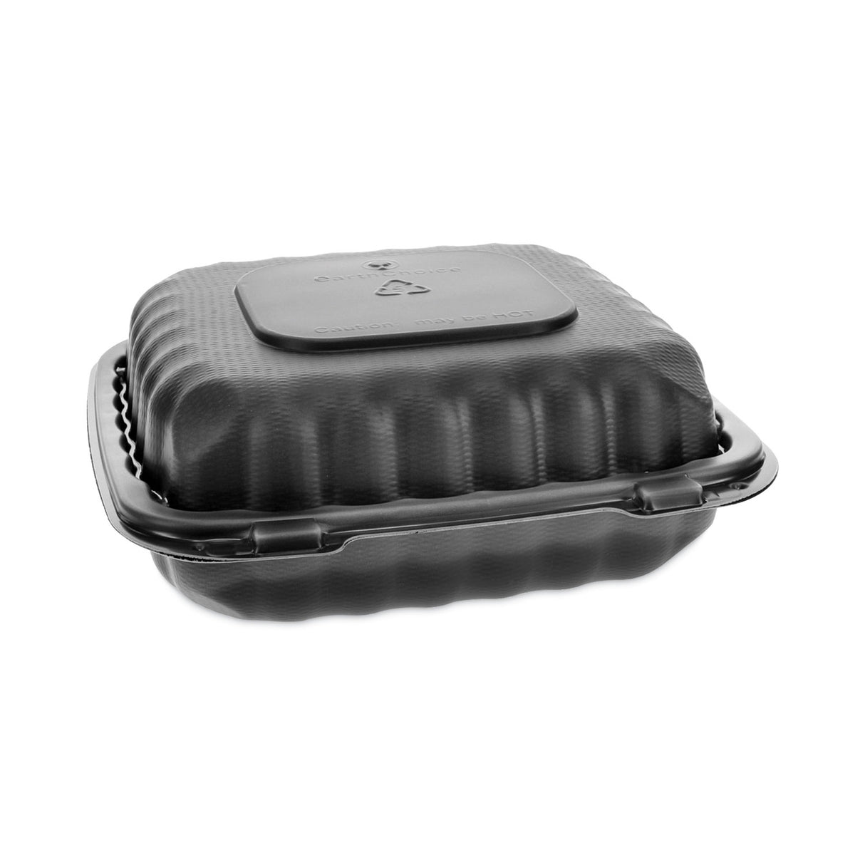 Pactiv EarthChoice SmartLock Microwavable MFPP Hinged Lid Container, 8.31 x 8.35 x 3.1, Black, Plastic, 200/Carton (YCNB08010000)