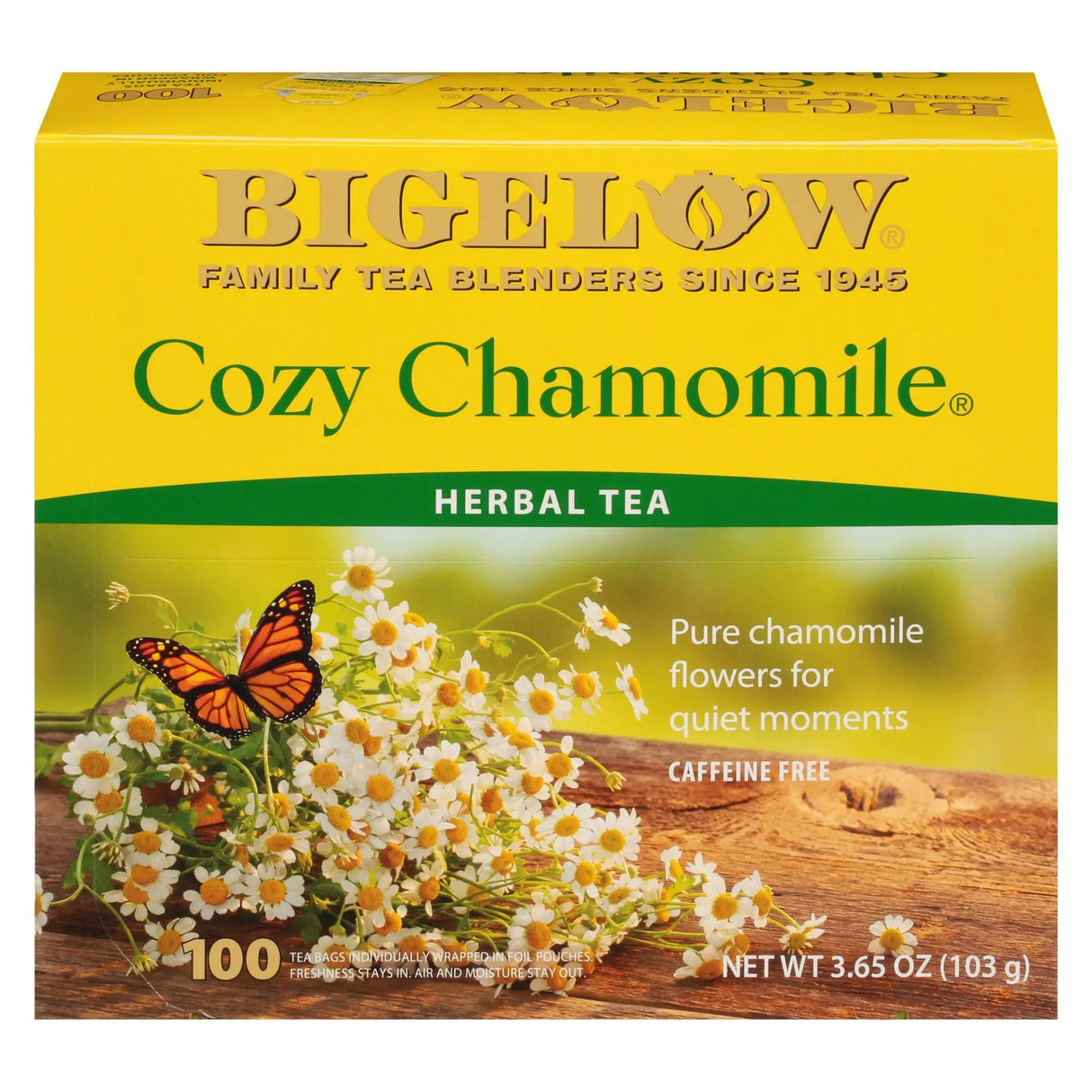 Bigelow Cozy Chamomile Herbal Tea (100 Bags) | Caffeine-Free Soothing Comfort Bigelow Tea