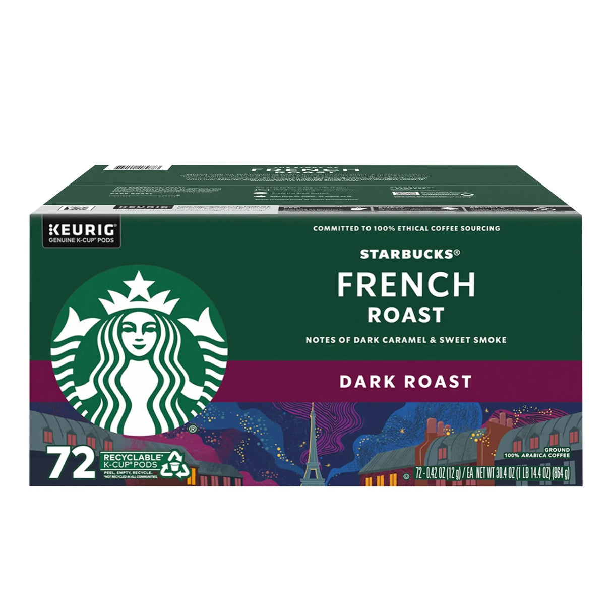 Starbucks French Roast Dark Roast K-Cups (72-Pack) | Bold, Intense Coffee Starbucks