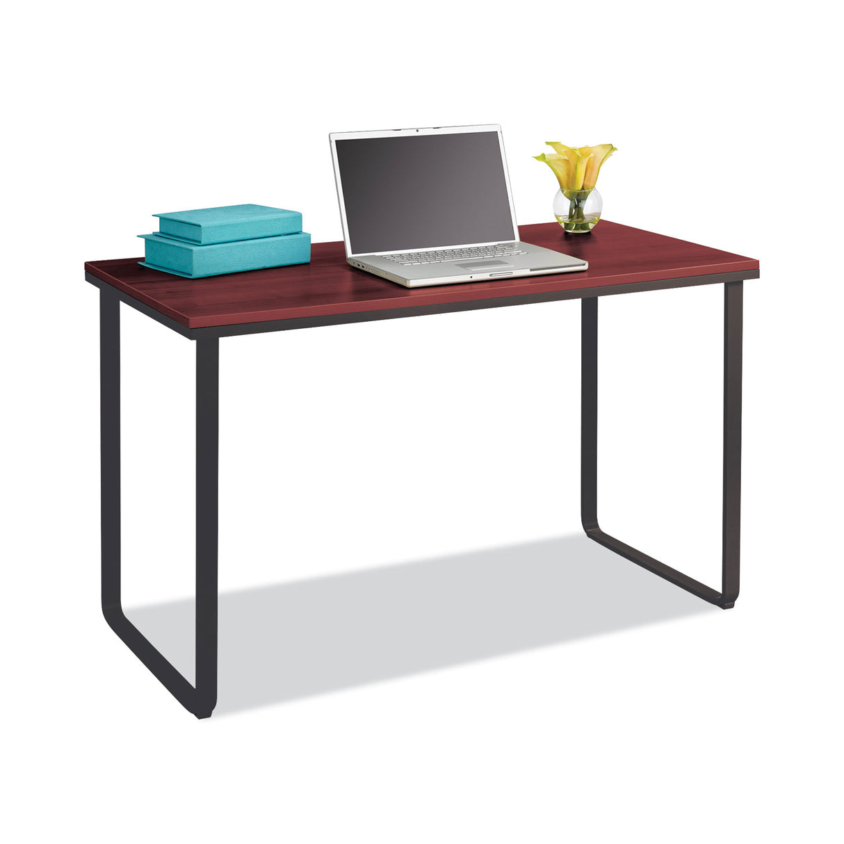 Safco Steel Desk, 47.25" x 24" x 28.75", Cherry/Black (1943CYBL)