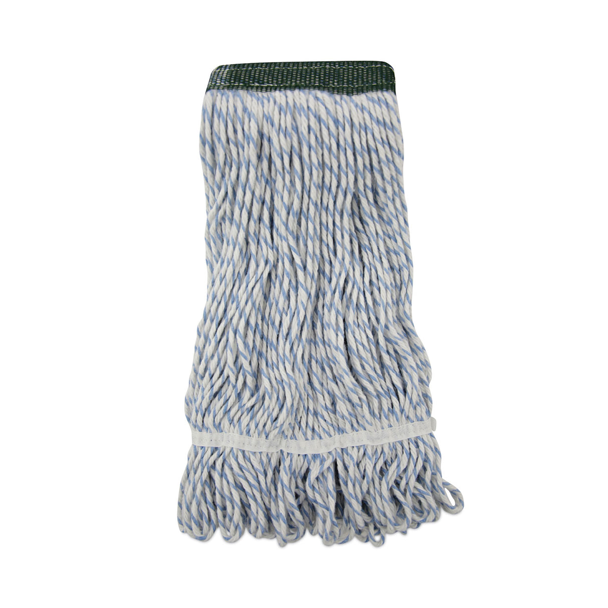Boardwalk Mop Head, Floor Finish, Wide, Rayon/Polyester, Medium, White/Blue, 12/Carton (BWK552)