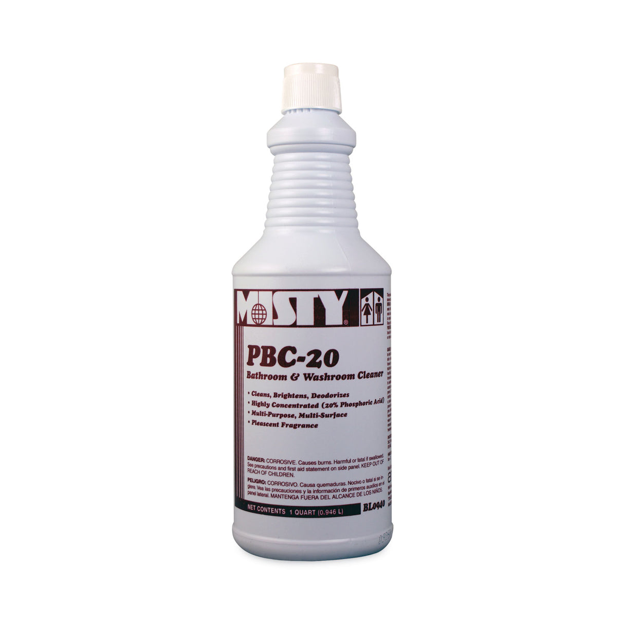 Misty PBC-20 Bathroom and Washroom Cleaner, Cherry Scent, 1 qt Bottle, 12/Carton (1038804)