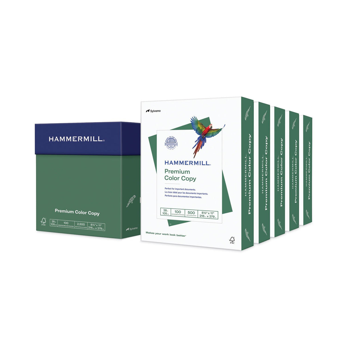 Hammermill Premium Color Copy Print Paper, 100 Bright, 28 lb Bond Weight, 8.5 x 11, Photo White, 500 Sheets/Ream, 5 Reams/Carton (102450)