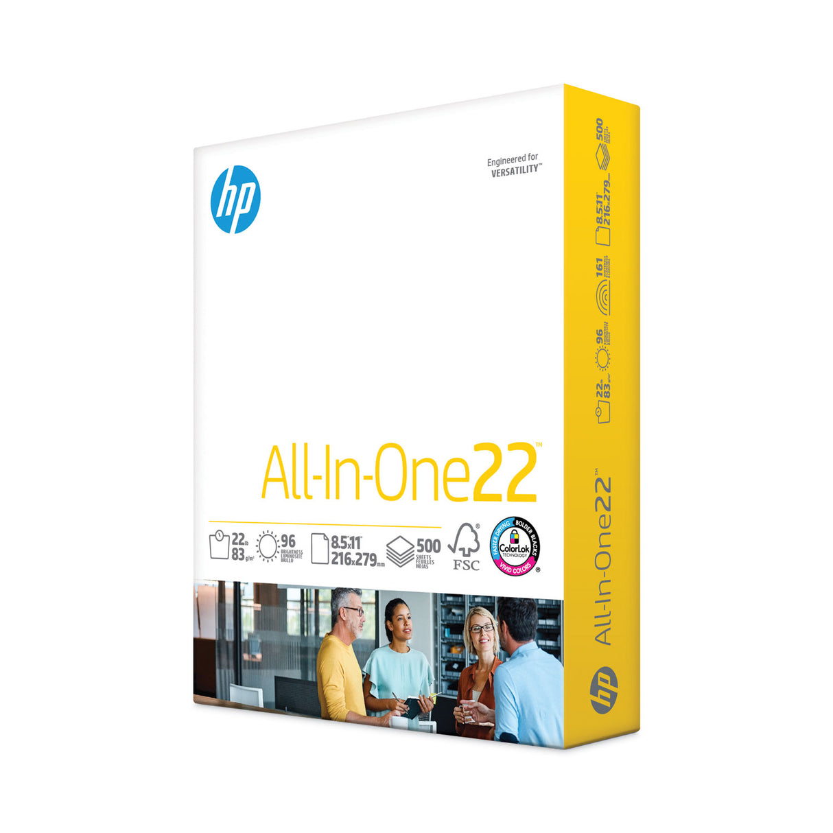 HP All-In-One22 Paper, 96 Bright, 22 lb Bond Weight, 8.5 x 11, White, 500/Ream (207000)