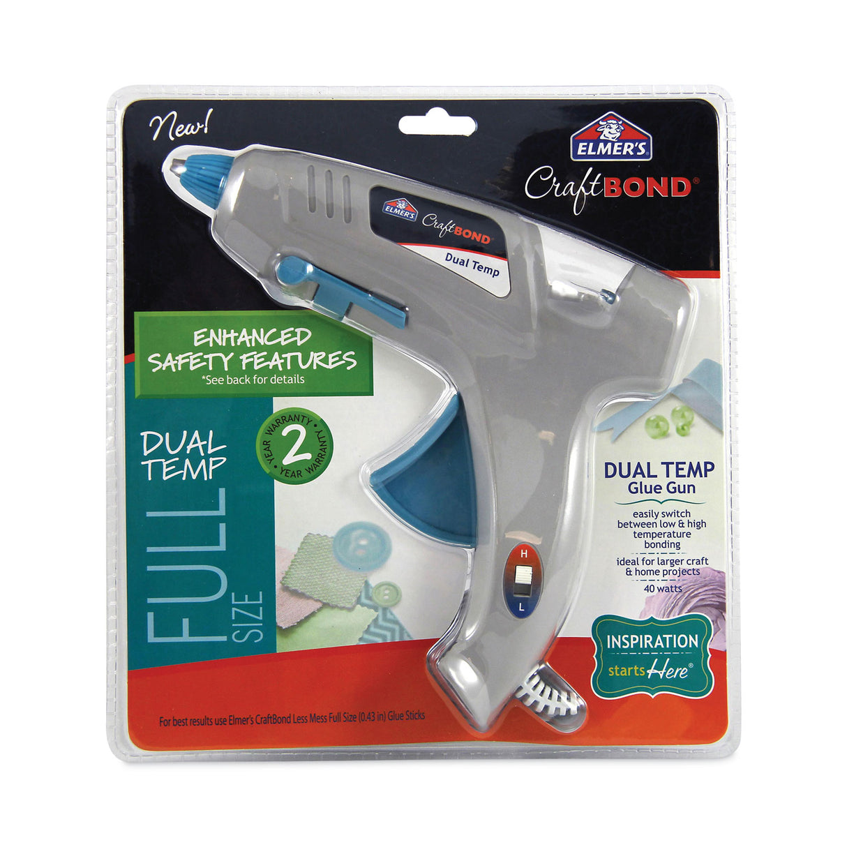 Elmer's CraftBond Glue Gun, 40 W, Blue/Gray (E6050)