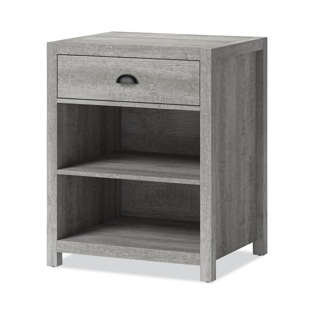 Whalen Fallbrook Printer Stand, Engineered Wood, 3 Shelves, 1 Drawer, 50 lb Capacity, 24" x 20" x 30.25", Smoked Ash (SPUSFBPSGM)