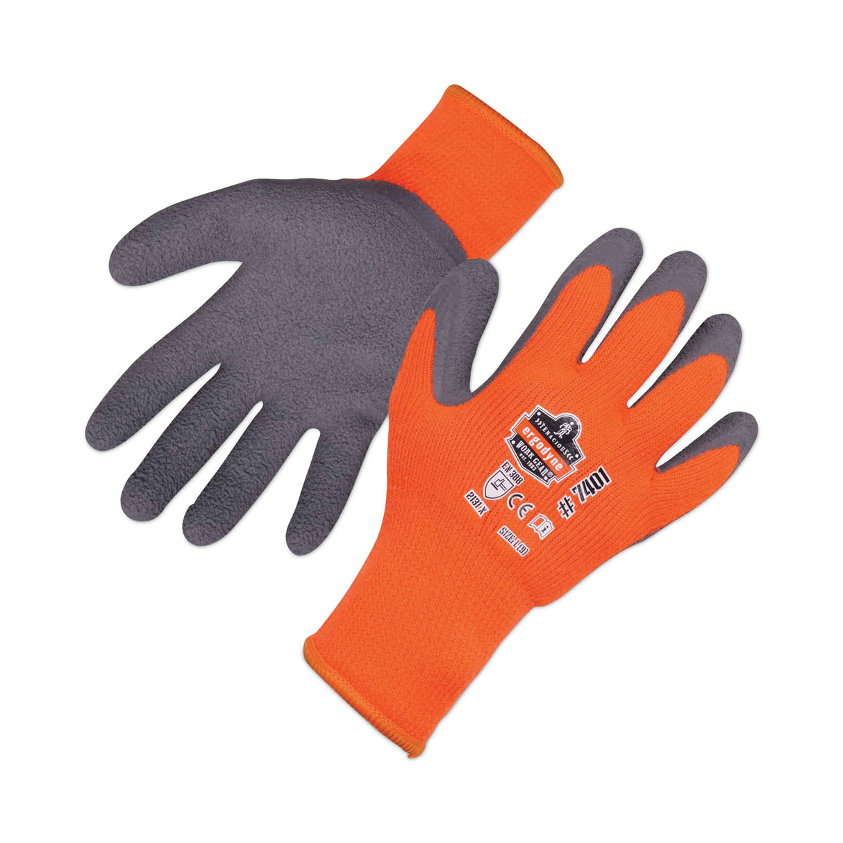 ergodyne ProFlex 7401 Coated Lightweight Winter Gloves, Orange, Medium, Pair (17623)