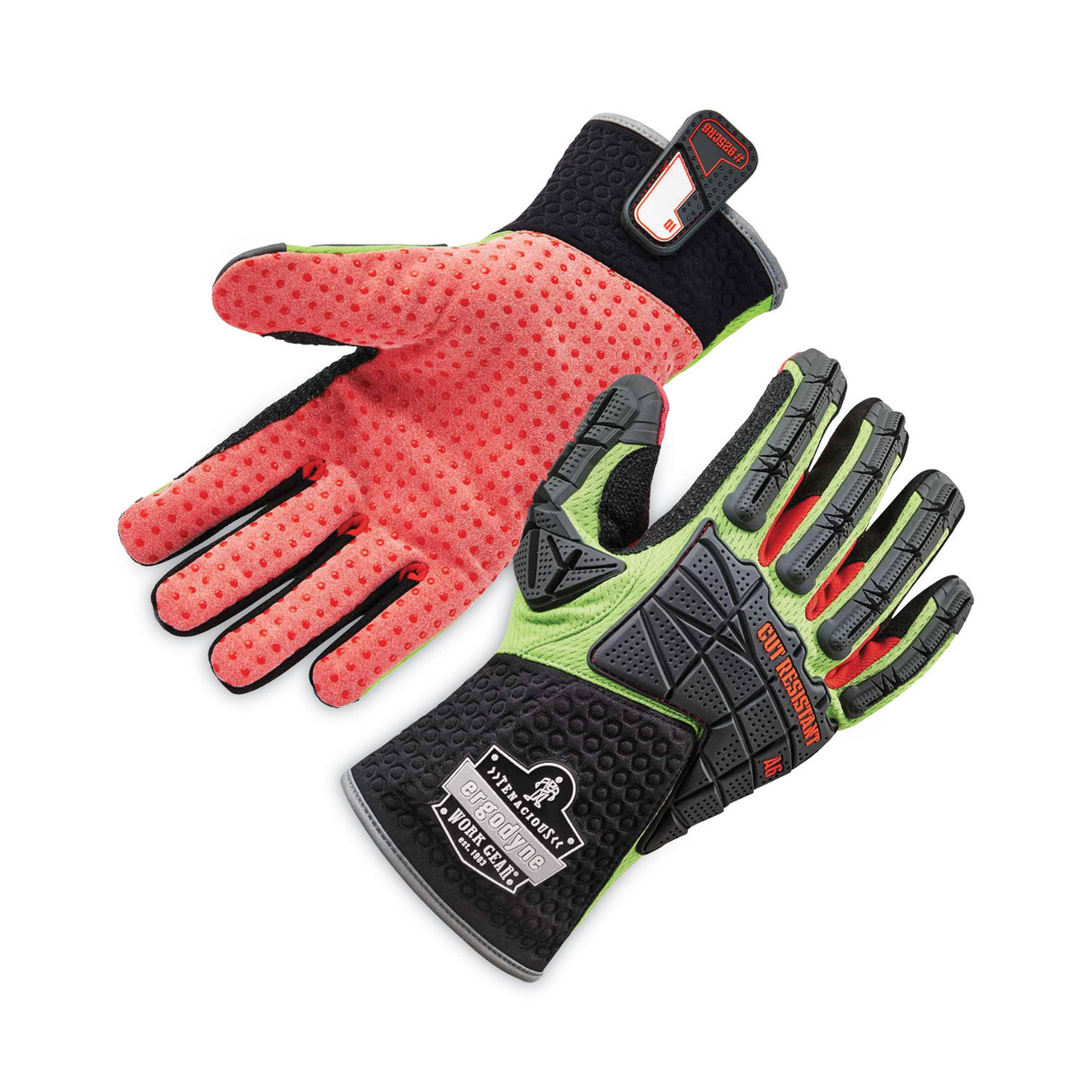 ergodyne ProFlex 925CR6 Performance Dorsal Impact-Reducing Cut Resistance Glove, Black/Lime, Medium, Pair (17293)