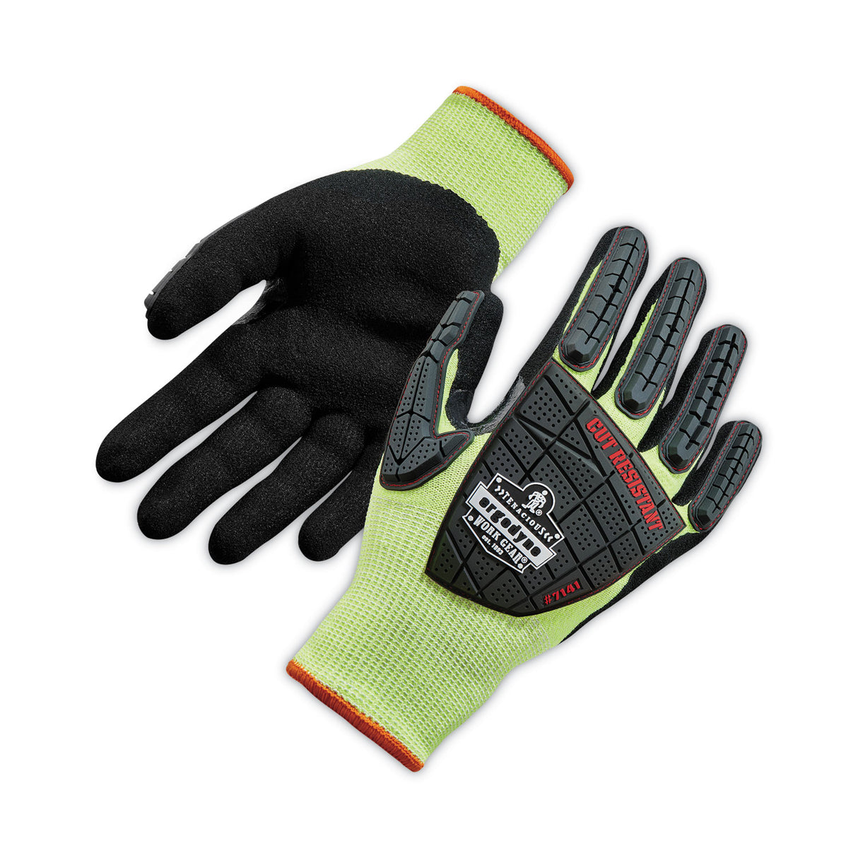ergodyne ProFlex 7141 ANSI A4 DIR Nitrile-Coated CR Gloves, Lime, Medium, 72 Pairs/Pack (17833)
