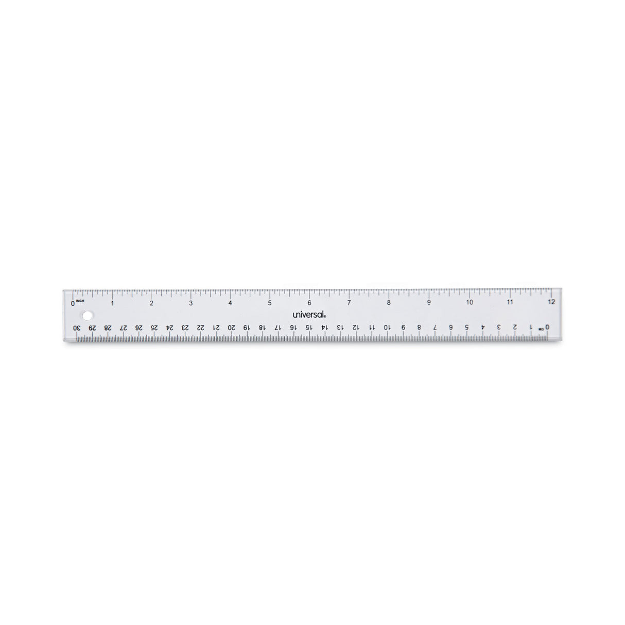 Universal Clear Plastic Ruler, Standard/Metric, 12" Long, Clear (UNV59022)