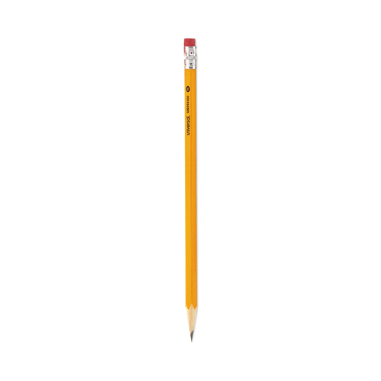 Universal #2 Woodcase Pencil, HB (#2), Black Lead, Yellow Barrel, Dozen (UNV55400)