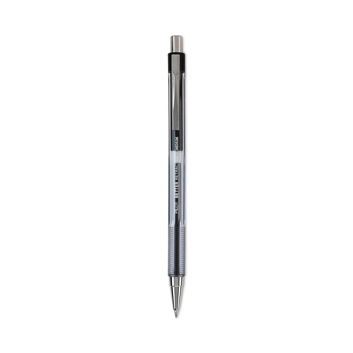 Pilot Better Ballpoint Pen, Retractable, Medium 1 mm, Black Ink, Smoke Barrel, Dozen (30005)