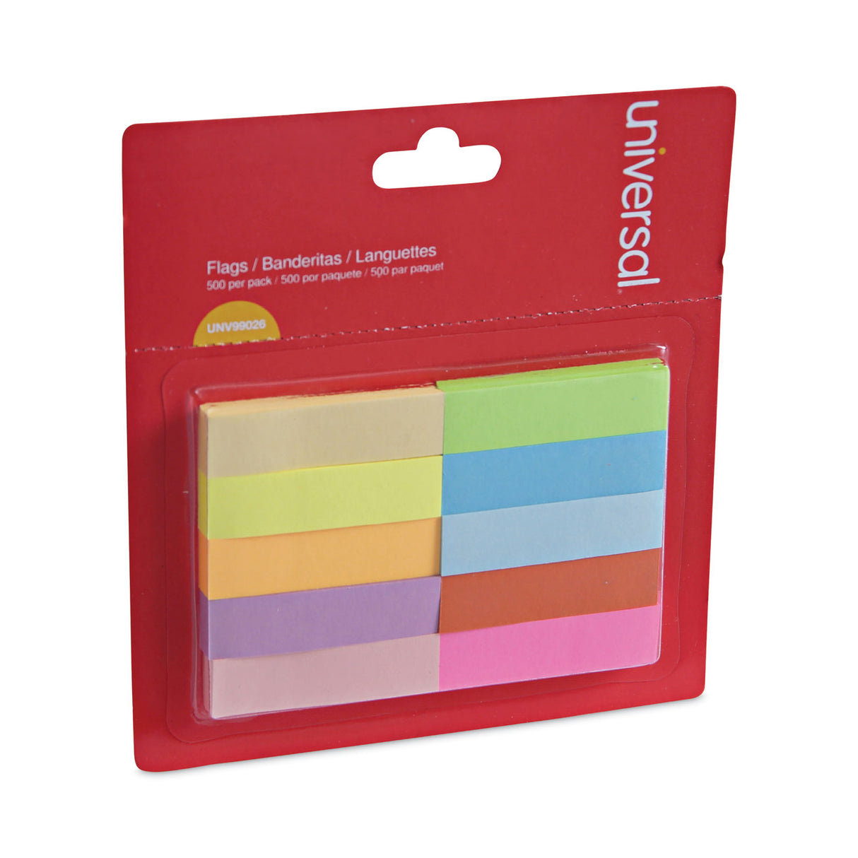 Universal Self-Stick Page Tabs, 0.5" x 1.75", Assorted Colors, 500/Pack (UNV99026)