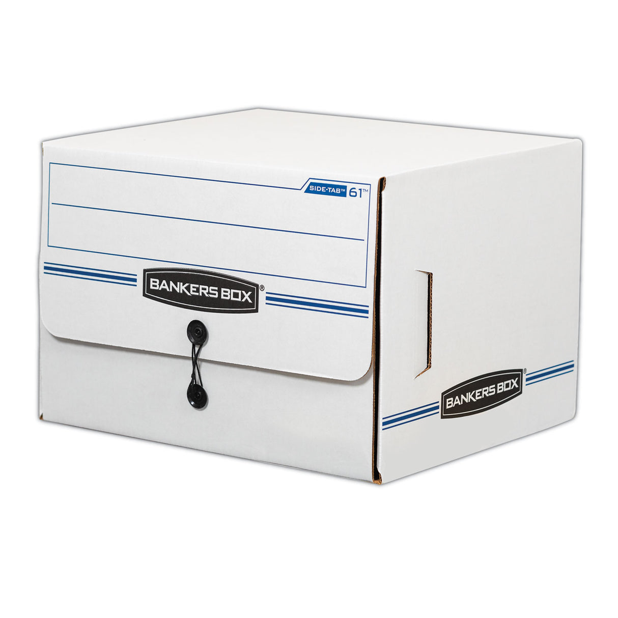 Bankers Box SIDE-TAB Storage Boxes, Letter Files, White/Blue, 12/Carton (00061)