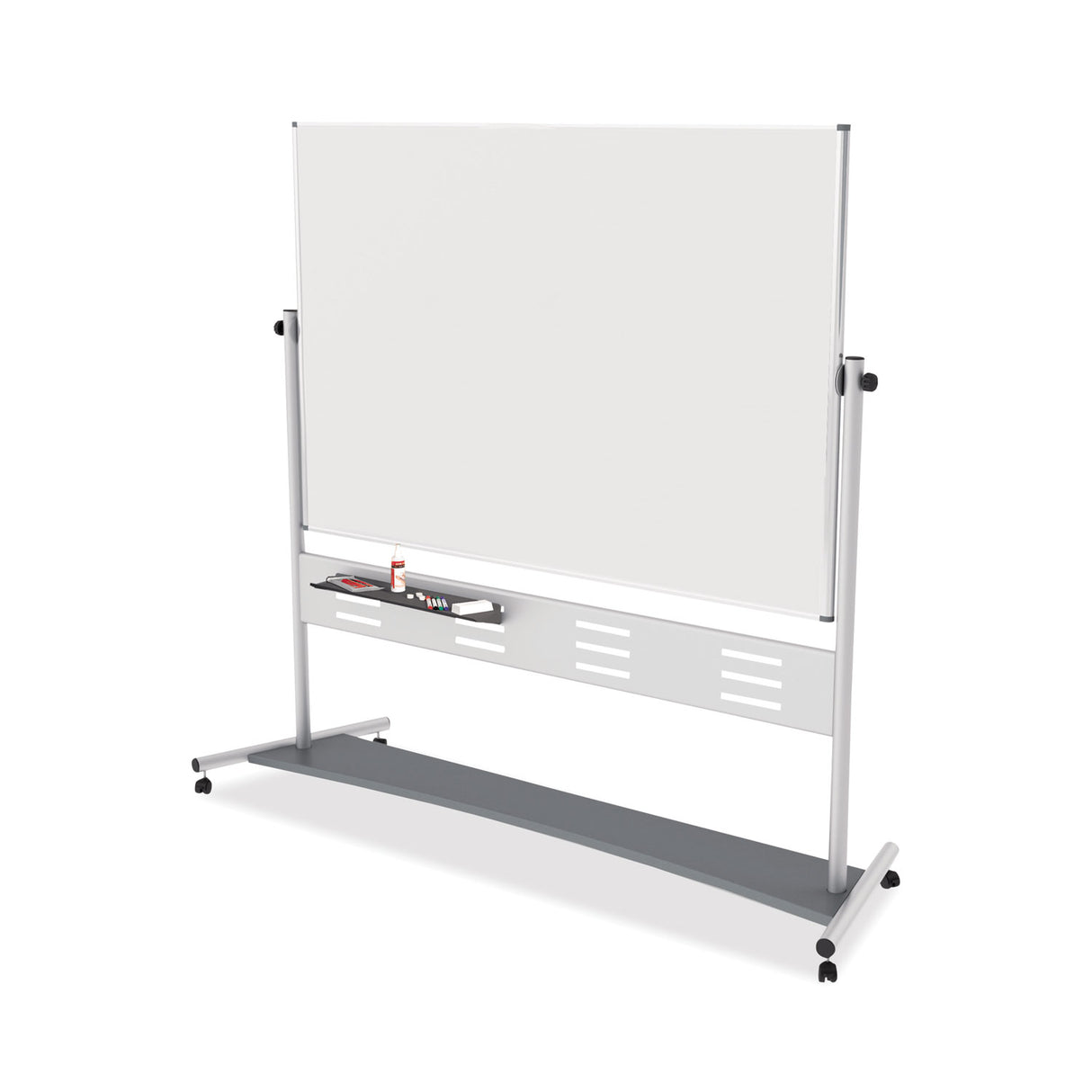 MasterVision Revolver Easel, 70.8 x 47.2, 80" Tall Easel, Horizontal Orientation, White Surface, Silver Aluminum Frame (QR5507)
