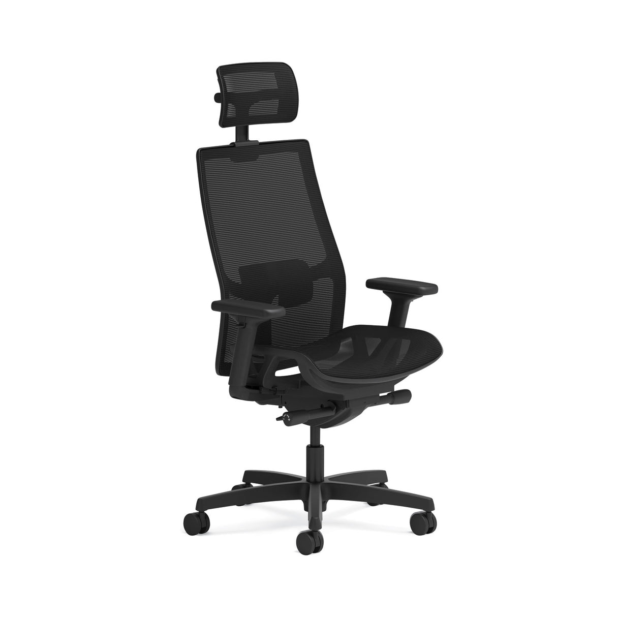 HON Ignition 2.0 4-Way Stretch Mesh Back/Seat Task Chair with Headrest, Supports Up to 300 lbs, 17" to 21" Seat, Black Seat/Base (I2MSKY2IMTHR)