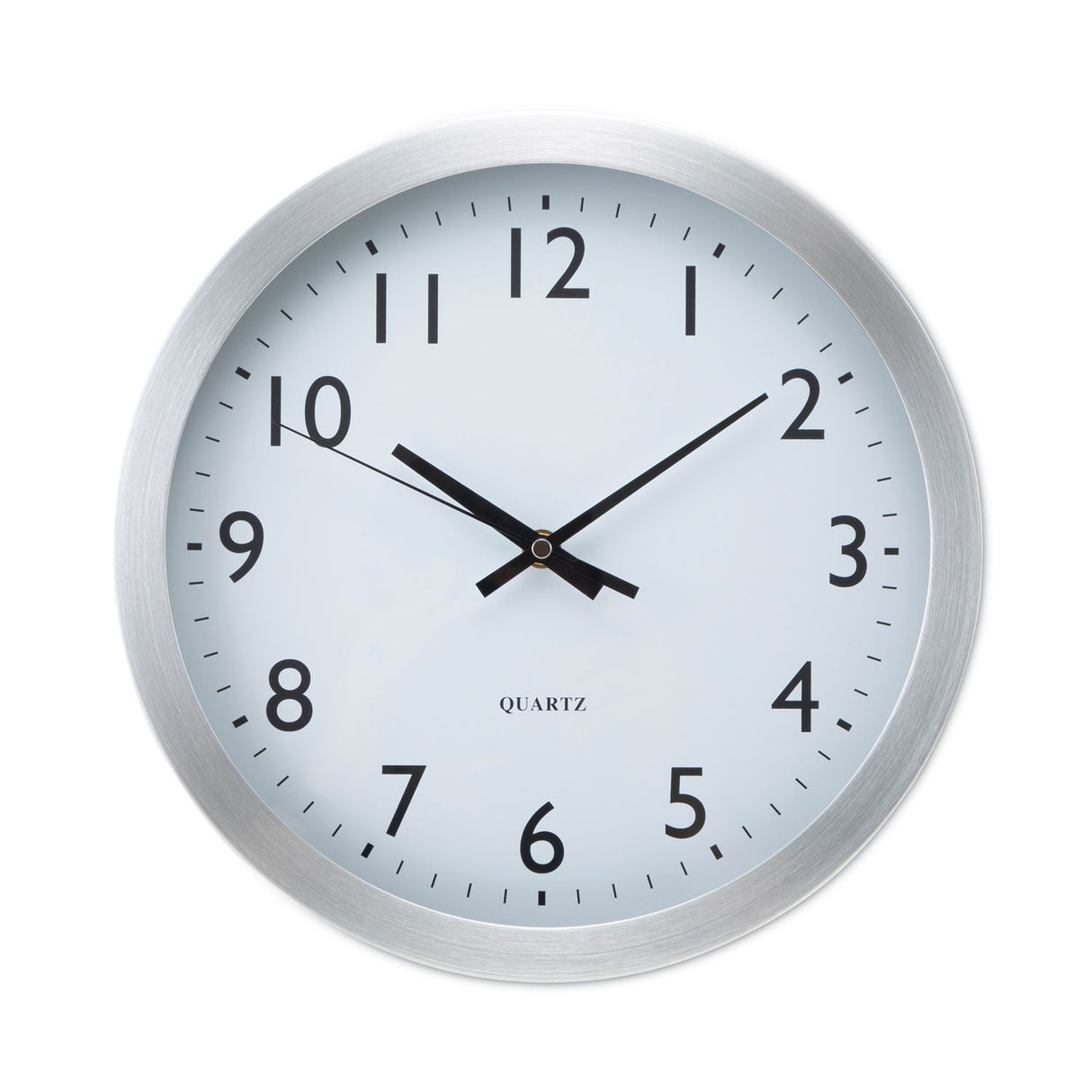 Universal Brushed Aluminum Wall Clock, 12" Overall Diameter, Silver Case, 1 AA (sold separately) (UNV10425)