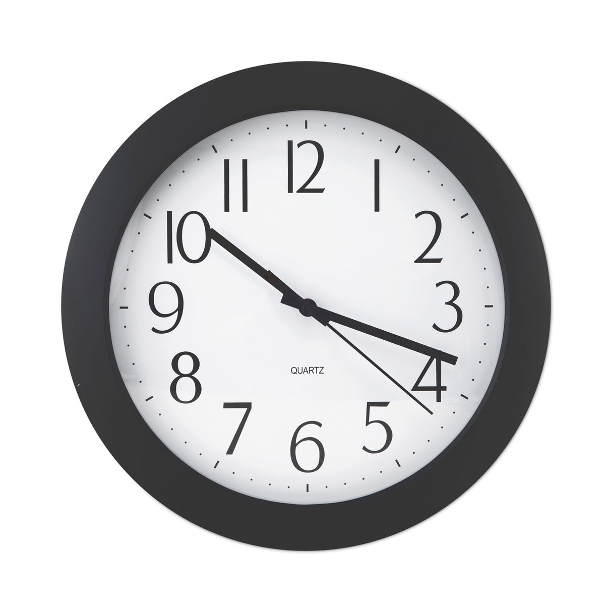 Universal Whisper Quiet Clock, 12" Overall Diameter, Black Case, 1 AA (sold separately) (UNV10451)