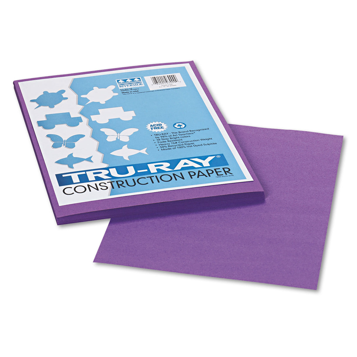 Pacon Tru-Ray Construction Paper, 76 lb Text Weight, 9 x 12, Violet, 50/Pack (103009)